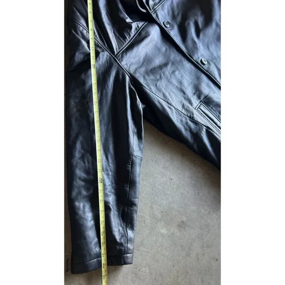 Vintage US Polo Assn Black Genuine Leather Jacket Men’s Sz XL Button Bomber
